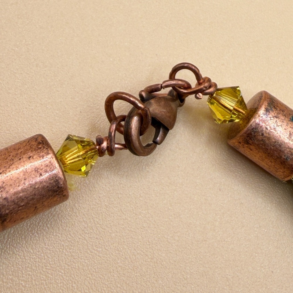 Iridescent Seed Bead Bracelet Copper Tone Boho Artisan Statement Jewelry Gift - Picture 11 of 14